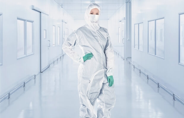 Disposable Wear for Sterile Rooms That Can Be Put On and Taken Off Without Touching the Wear Surface
